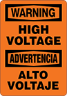 Image of Product. Front orientation. Signs. Electrical Hazard Signs, Warning—High Voltage/Advertencia—Alto Voltaje (English/Spanish).