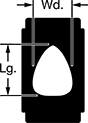 Image of Specification. For Pear Head Opening. Front orientation. Contains Annotated. For Pear Head Openings. Hickory Hammer Handles.