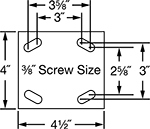 Image of Specification. Front orientation. Contains Annotated. For 3/8" Screws. High-Capacity Gladiator Casters with Polyurethane Wheels.