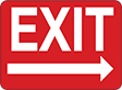 Image of Product. Front orientation. Signs. Exit Signs, Exit with Arrow (Right) (English)—Red with White Message.