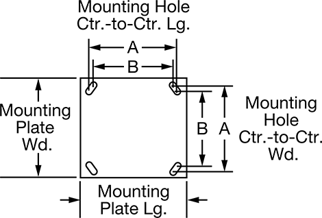 Image of Attribute. Mounting Plate Style 1. Front orientation. Contains Annotated. Zinc-Plated Steel Floor Lock with Pedal on Both Sides, 7-1/2" Extended and 6-1/2" Retracted Height.