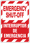 Image of Product. Front orientation. Signs. Machine and Equipment Operation Signs, Emergency Shut-Off/Interruptor De Emergencia (English/Spanish).