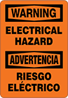 Image of Product. Front orientation. Signs. Electrical Hazard Signs, Warning—Electrical Hazard/Advertencia—Riesgo Electrico (English/Spanish).