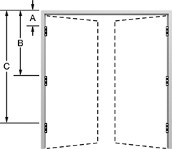 Image of Product. Shown with Hinge Locations. Front orientation. Contains Annotated. Door Frames. Double-Door Frames for Masonry Walls.