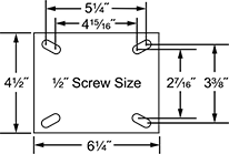 Image of Specification. Swivel Mounting Plate. Front orientation. Contains Annotated. Swivel. Extra-High-Capacity Viking Casters with Metal Wheels.