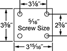 Image of Specification. Front orientation. Contains Annotated. For 5/16" Screws. Cushioned-Center Casters with Nylon Wheels.