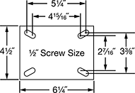Image of Specification. Front orientation. Contains Annotated. Mounting Plate Style 1 . High-Capacity Pneumatic Casters with Rubber Wheels.