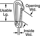 Image of Attribute. Front orientation. Contains Annotated. Light Duty Snap Hooks.