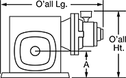 Image of Attribute. Front orientation. Contains Annotated. Right-Angle-Shaft Air-Powered Gearmotors, Base Mount.