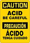 Image of Product. Front orientation. Signs. Hazardous Material Signs, Caution—Acid Be Careful/Precaucion—Acido Tenga Cuidado (English/Spanish).