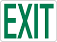 Image of Product. Front orientation. Signs. Exit Signs, Exit (English)—White with Green Message.