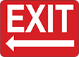 Image of Product. Front orientation. Signs. Exit Signs, Exit with Arrow (Left) (English)—Red with White Message.