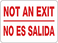Image of Product. Front orientation. Signs. Exit Signs, Not an Exit/No Es Salida (English/Spanish)—White with Red Message.