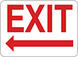 Image of Product. Front orientation. Signs. Exit Signs, Exit with Arrow (Left) (English)—White with Red Message.
