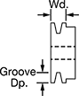 Image of Attribute. Front orientation. Contains Annotated. Split-Tapered Bushing-Bore V-Belt Drive Pulleys, Solid Body.