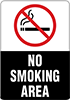 Image of Product. Front orientation. Signs. Smoking Control Signs, No Smoking Area with No Smoking Symbol (English).