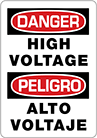 Image of Product. Front orientation. Signs. Electrical Hazard Signs, Danger—High Voltage/Peligro—Alto Voltaje (English/Spanish).