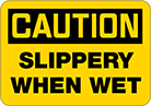 Image of Product. Front orientation. Signs. Slip and Fall Prevention Signs, Caution—Slippery When Wet (English).