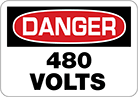 Image of Product. Front orientation. Signs. Electrical Hazard Signs, Danger—480 Volts (English).