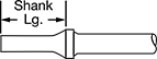 Image of Attribute. Front orientation. Contains Annotated. 0.401" Round-Shank Chisel Bits for Chiseling and Riveting Hammers.