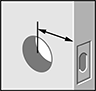 Image of Attribute. Backset Distance. Front orientation. Contains Annotated, Border. Push/Pull Door Handles.