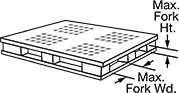 Image of Attribute. Front orientation. Contains Annotated. Stackable Plastic Pallets.