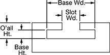 Image of Attribute. T-Slot Dimensions. Front orientation. Contains Annotated. Quick-Change Lathe Tool Posts, With Made-To-Order T-Nut.