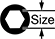 Image of Attribute. Hex. Front orientation. Contains Annotated. For Hex Drives.