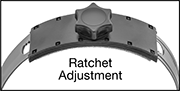 Image of Specification. Front orientation. ZoomedIn view. Contains Annotated, Border. Ratchet Adjustment. Hard Hats for Top and Side Impacts.
