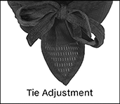 Image of Attribute. Front orientation. ZoomedIn view. Contains Annotated, Border. Tie Adjustment. Hat-Style Bump Caps.