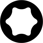 Image of Specification. Torx Drive. Front orientation. Zinc-Plated Steel Pan Head Torx Screws, 8-32 Thread Size, 3/8" Long.