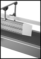 Image of ProductInUse. Front orientation. Contains Border. Conveyor Lane Dividers. Roller Conveyor Lane Dividers.