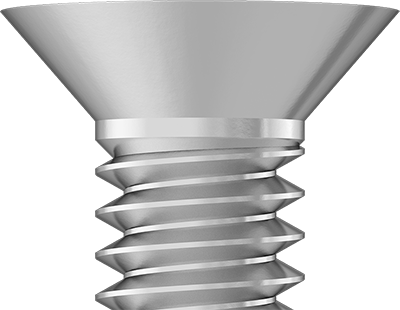 Image of Specification. Standard Flat Head. Front orientation. 18-8 Stainless Steel Phillips Flat Head Screws for Metal, Number 6 Size, 3/4" Long.
