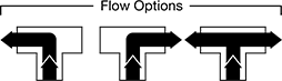 Image of Specification. Front orientation. Contains Annotated. Without Flow Shut-Off. Compact Threaded Diverting Valves , L-Pattern Flow.