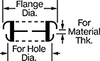 Image of Attribute. Front orientation. CrossSection view. Contains Annotated. Grommets. Flex-Grip Grommets, Style 1.