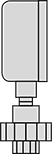 Image of Attribute. Bottom Connection (PVC, CPVC, and Polypropylene Guards). Front orientation. Low-Pressure Gauges for Chemicals, Bottom Connection, PVC Guard.