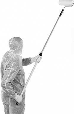 Image of ProductInUse. Shown with Extension Handle (Sold Separately). Back orientation. Dust Rollers. Large-Area Dust Rollers.