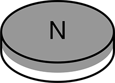 Image of Specification. Magnetized Through Thickness. Front orientation. Contains Annotated. Ceramic Magnet, Magnetized Through Thickness, 1/2" Thick, 3" OD.