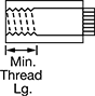 Image of Attribute. Partially Threaded. Front orientation. Contains Annotated. Partially Threaded. Splined Press-Fit Threaded Standoffs.