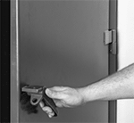 Image of Specification. Front orientation. Right-Side Door Mount. Surface Mount, Slip-Joint Hinge.