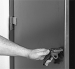 Image of Specification. Front orientation. Left-Side Door Mount. Surface Mount, Slip-Joint Hinge.