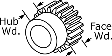 Image of Attribute. Front orientation. Contains Annotated. Metal Worm Gear, Cast Iron, 1.5 Module, 30:1 Speed Ratio.