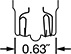 Image of Specification. Front orientation. Contains Annotated. Dual-Filament Wedge-Base Miniature Light Bulbs, Wide Wedge Base.