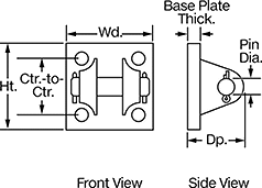 Image of Attribute. Front orientation. Contains Annotated. Hydraulic Cylinder Clevis Brackets.