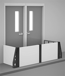 Image of ProductInUse. Shown with Multiple Gates and Connectors. Front orientation. Flood Gates.