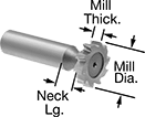USA Made HSS KeySeat Cutter 1/8" Wide Moon NWKY12-18 1-1/4" Diameter 
